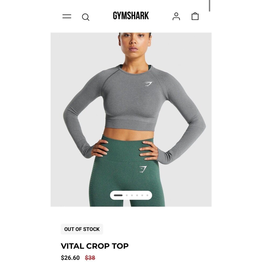 Gymshark Vital Crop Top Sz. Medium Smokey Grey